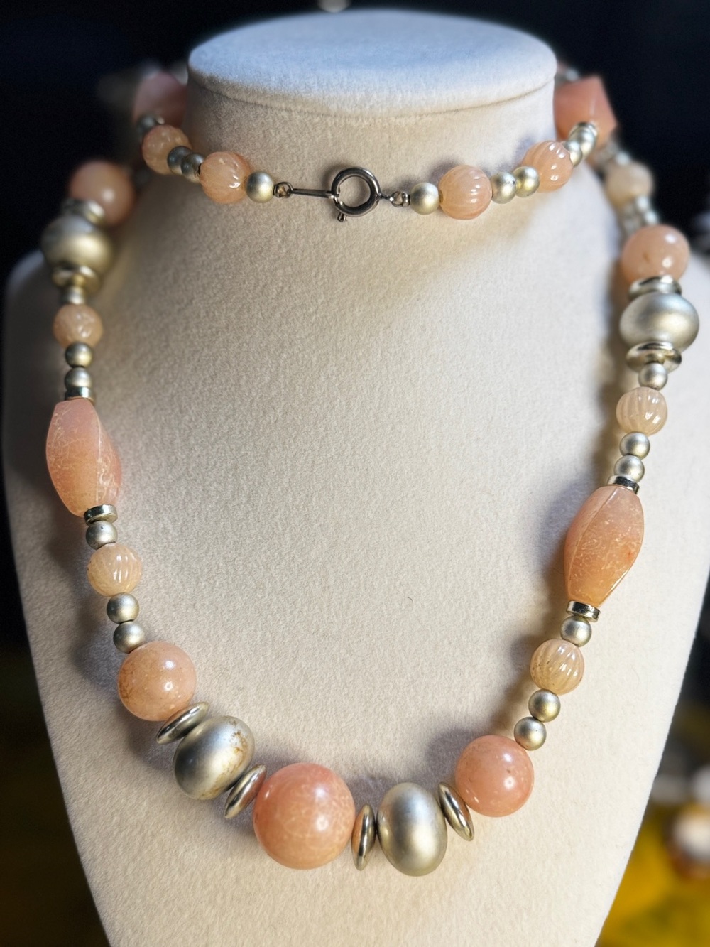 Peach Bead & Silver-Tone Statement Necklace - Women Jewelry